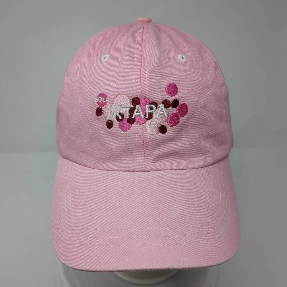 Ixtapa Strapback Hat Pink OSFA Adjustable Embroidered Solid 6 Panel